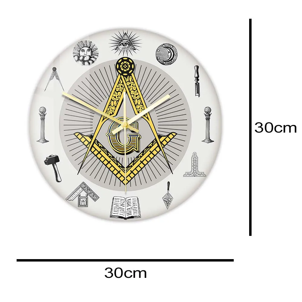 Master Mason Blue Lodge Clock - Golden Square and Compass G Digital LED