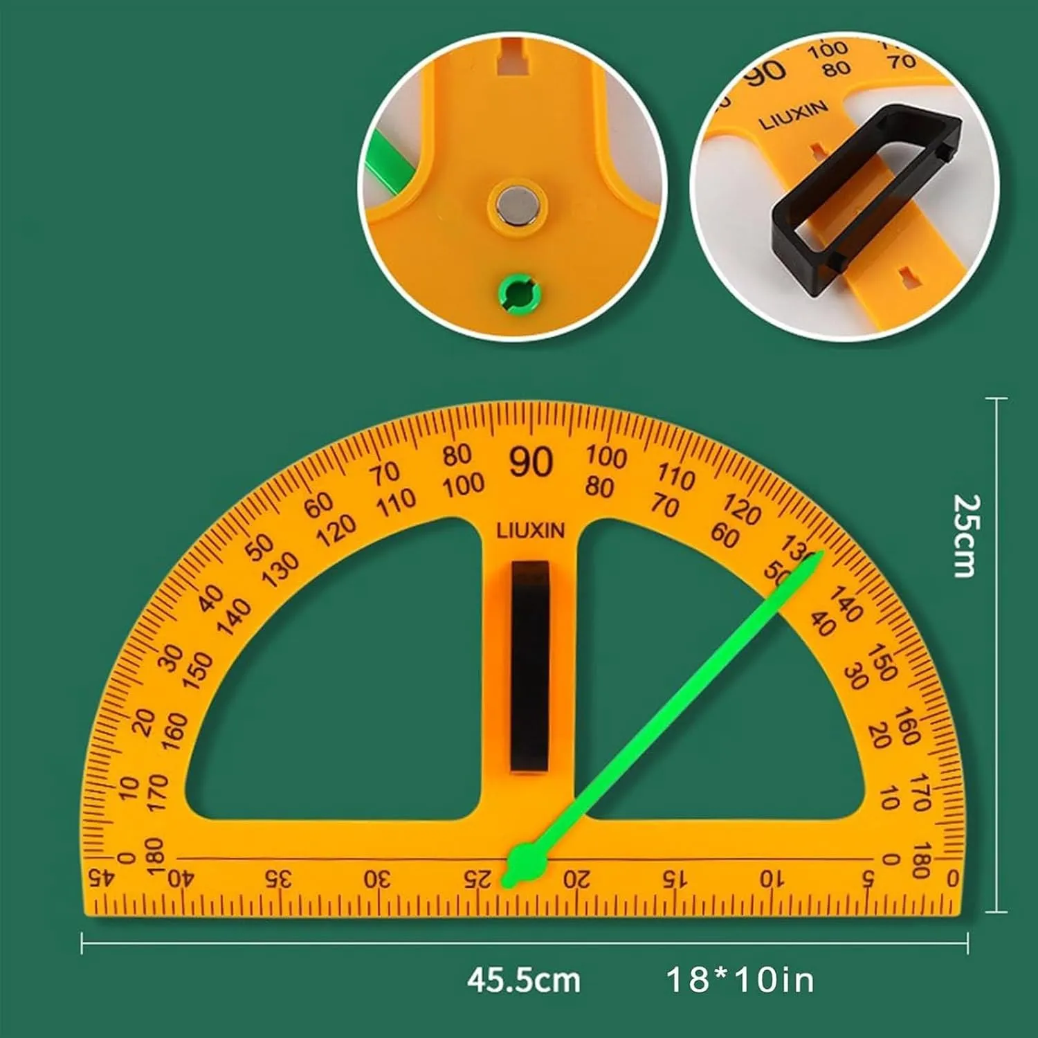 Math Ruler Magnetic Classroom Math Geometry Tool Set Enhances Classroom Learning, Easily Mounts to Blackboard Protractor Measuring Ruler Triangle Ruler (5pc)