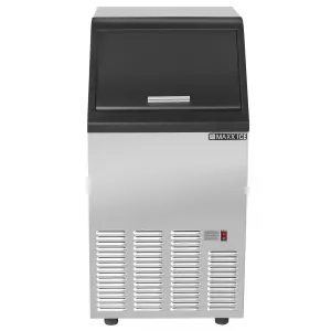 Maxx Ice Self-Contained Ice Machine, 88 lbs, Half Dice Ice Cubes, with 25 lb Built-in Ice Storage Bin, in Stainless Steel with Black Trim (MIM85H)