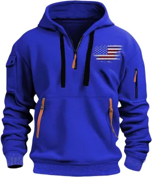 Men Hoodie,Mens Zip up Hoodie Loose Fit Heavyweight Quarter-Zip Sweatshirt Long Sleeve Hoodie with Pockets