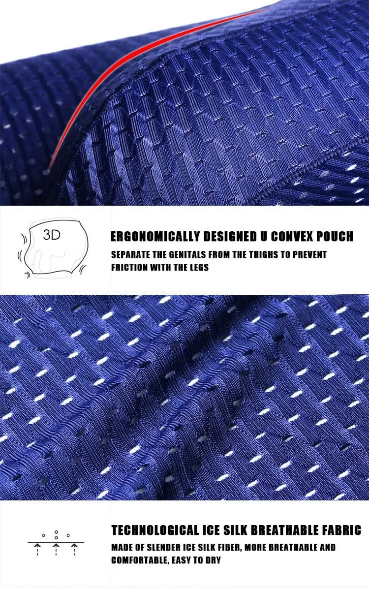 Men Mesh Boxer Briefs Breathable Underwear Ice Silk Soft Cool See Through Sexy Lingerie 3D Pouch Seamless Sheer Trunk