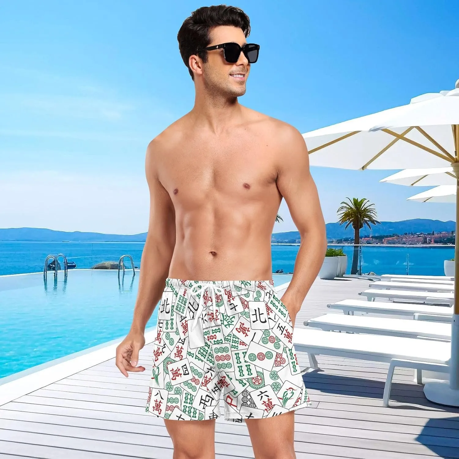 Men's Athletic Shorts Ice Cream Doughnuts Cupcakes Mens Gym Running Shorts for Men Boys Quick Dry S
