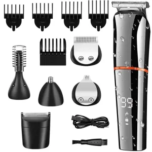 Mens Hair Clippers, Digital Display All In One Hair Trimmer For Men Eyebrow Beard Trimmer Electric Hair Clipper Grooming Kit Haircut