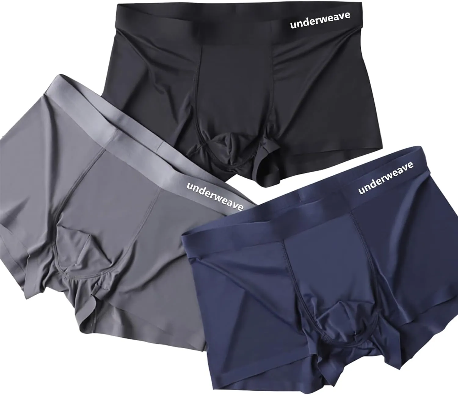 Mens Ice Silk Boxer Briefs Breathable Cool Underwear Low Rise Stretch Boxers 3 Pack