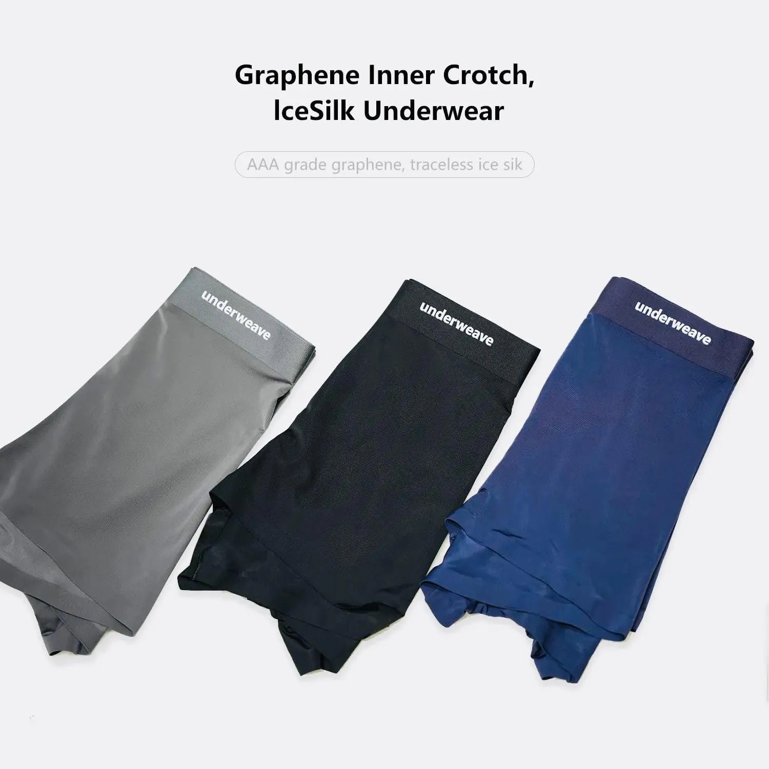 Mens Ice Silk Boxer Briefs Breathable Cool Underwear Low Rise Stretch Boxers 3 Pack
