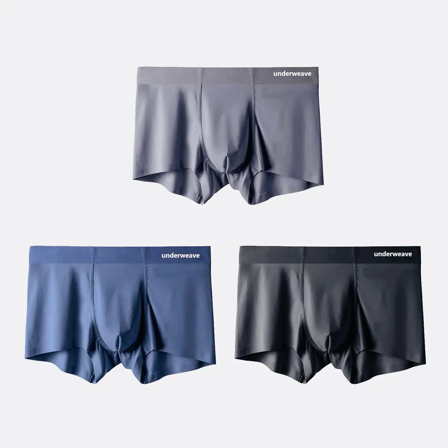 Mens Ice Silk Boxer Briefs Breathable Cool Underwear Low Rise Stretch Boxers 3 Pack