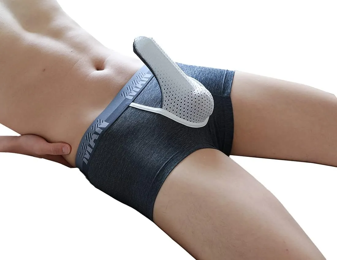 Mens Ice Silk Elephant Nose Boxer Briefs Pouch Underwear