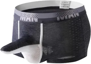 Mens Ice Silk Elephant Nose Boxer Briefs Pouch Underwear