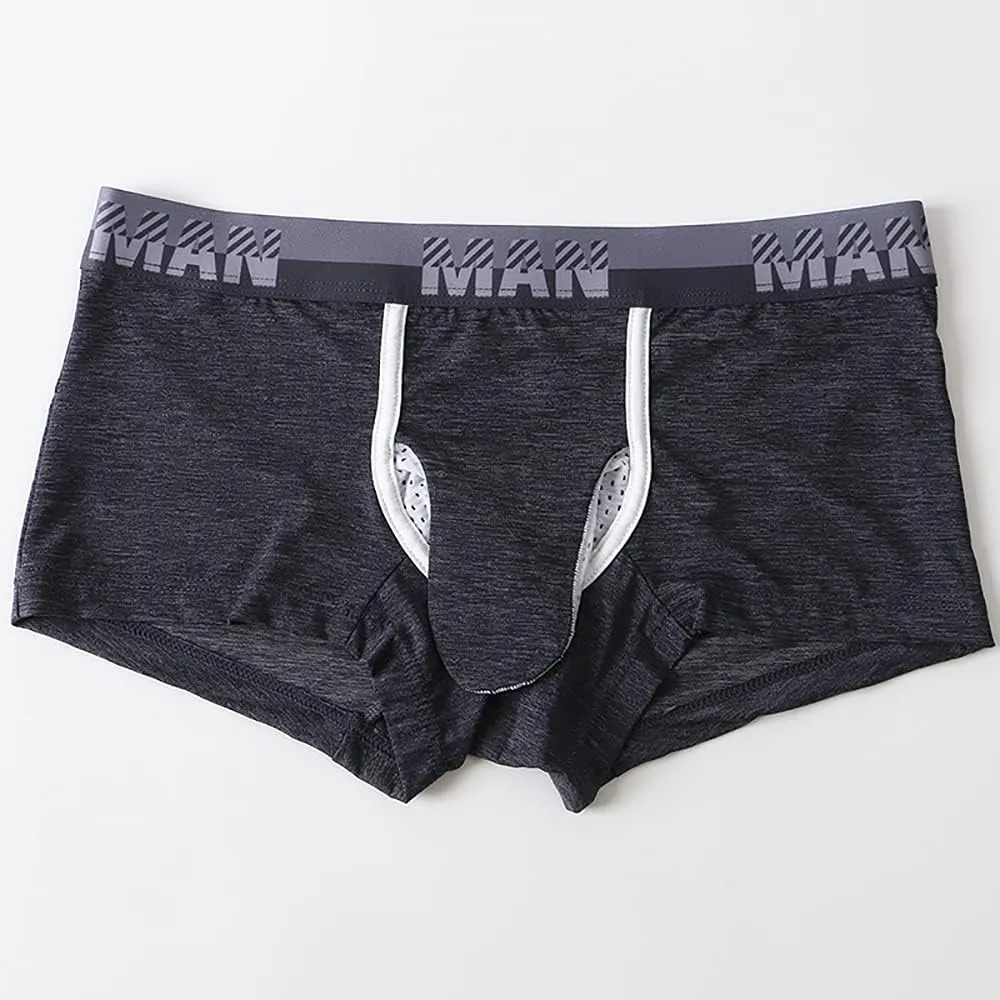 Mens Ice Silk Elephant Nose Boxer Briefs Pouch Underwear