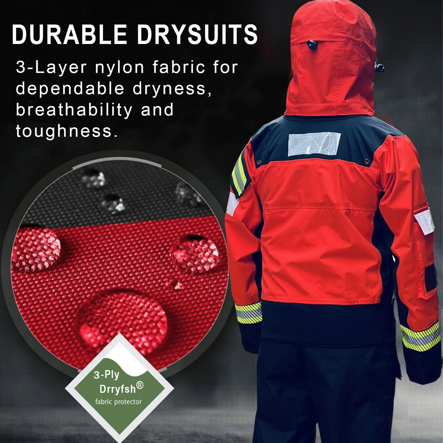 Men's Waterproof Kayak Drysuits Breathable Rescue Survival Dry Suit