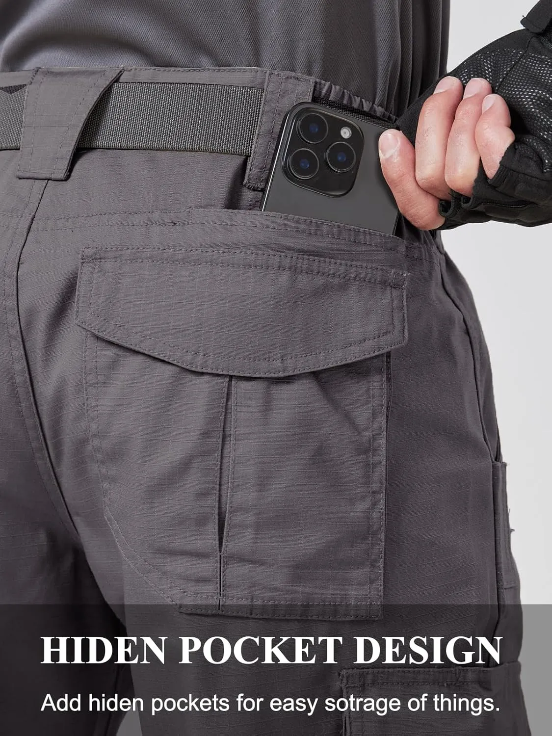 Mens Work Pants Cargo Tactical Construction Ripstop Waterproof Lightweight Outdoor Hiking Pants with Pockets