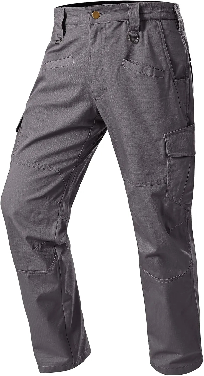 Mens Work Pants Cargo Tactical Construction Ripstop Waterproof Lightweight Outdoor Hiking Pants with Pockets