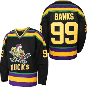 Mighty Ducks Jersey #96 Charlie Conway #99 Adam Banks #33 Greg Goldberg #66 Gordon Bombay Movie Hockey Jersey White Green