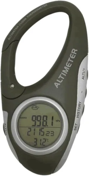 Mikikit Durable Handheld Altimeter Barometer Thermometer for Mountaineering Outdoor Climbing Tool with Carabiner for Accurate Elevation and Temperature Measurements
