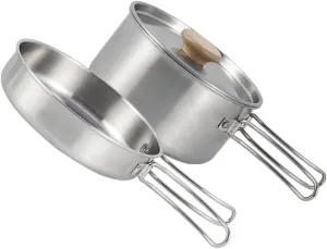 Milisten Camping Supply Professional Camping Pot Folding Handle Frying Pan Daily Use Stainless Steel Pan