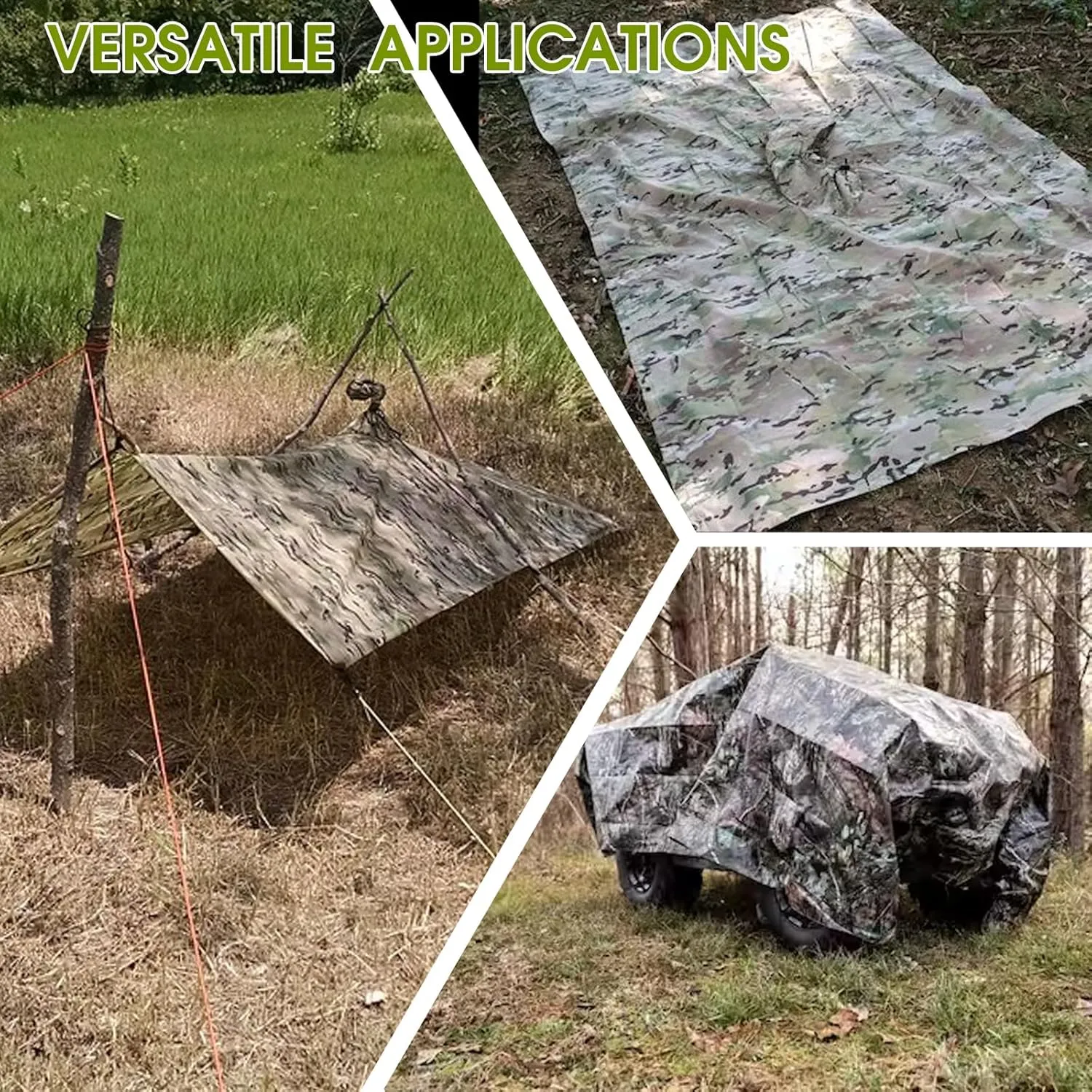Military Camo Rain Poncho, Extra Large Tactical Poncho Shelter, with Pocket, Waterproof, for Hunting Hiking Camping Emergency