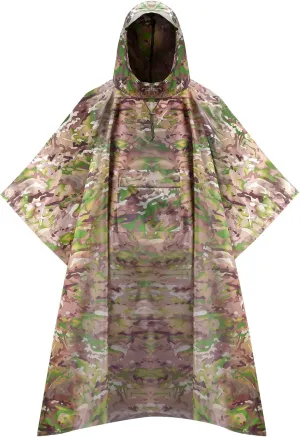 Military Camo Rain Poncho, Extra Large Tactical Poncho Shelter, with Pocket, Waterproof, for Hunting Hiking Camping Emergency