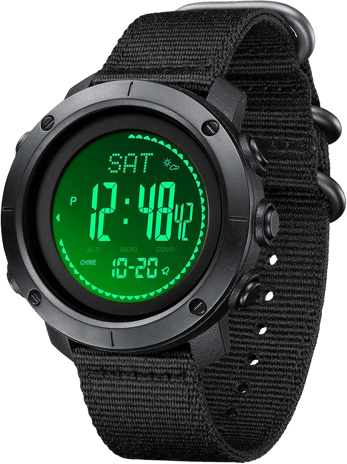 Military Watches with Compass Altimeter Barometer Pedometer Thermometer, Outdoors Watch for Men