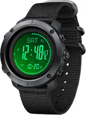 Military Watches with Compass Altimeter Barometer Pedometer Thermometer, Outdoors Watch for Men