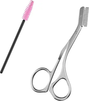 Mini Eyebrow Scissors with Comb – 3-Piece Stainless Steel Eyebrow Trimming Kit for Precise Brow Shaping, Hair Removal, and Facial Grooming – Travel-Size Beauty Tool Set
