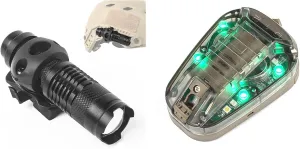 Mini Zoomable Tactical Flashlight   Survival Signal Light 4 Modes with Green Light   White LED   IR Constant/Strobe