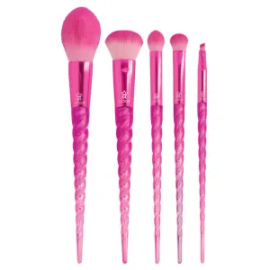 MODA Mythical 5pc Wild Blush Kit – Vegan Makeup Brush Set with Colorful Handles & Soft Synthetic Filaments – Face & Eye Brush Set