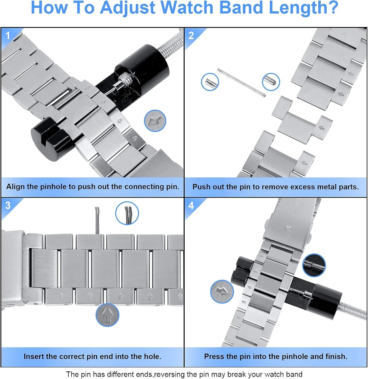 MORAN Stainless Steel Watch Band Quick Release Replacement Metal Strap 18mm 20mm 22mm Men Women, Silver Folding Clasp