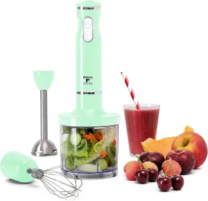 Moss & Stone Hand Blender Electric With Egg Whisk & Chopper, Powerful 300 Watt Stick Blender, Hand Mixer Set Stainless Steel Shaft & Blades, Handheld Blender With Ergonomic Handle