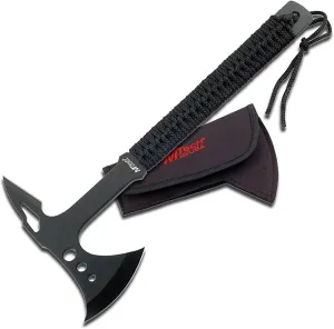 MTech USA MT-AXE8 Camping Axe, Black Stainless Steel, Cord Wrapped Handle, 15-Inch Overall