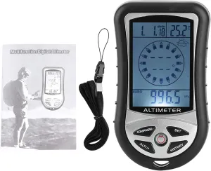 Multifunctional Electronic Weather Altimeter, LED Backlight Barometer Compass Altimeter, Handheld Altimeter for Electronic Orientation Sensor