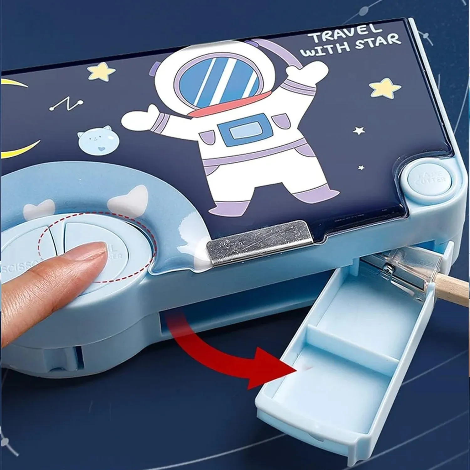 Multifunctional Space Theme Pencil Box for Kids (Magnetic, Pop-Up)