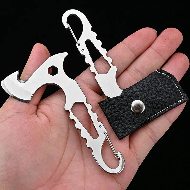 Multifunctional Stainless Steel Mini Plate Axe Outdoor Camping Portable Small Tool Unpacking Fixed Blade Knife With Screwdriver