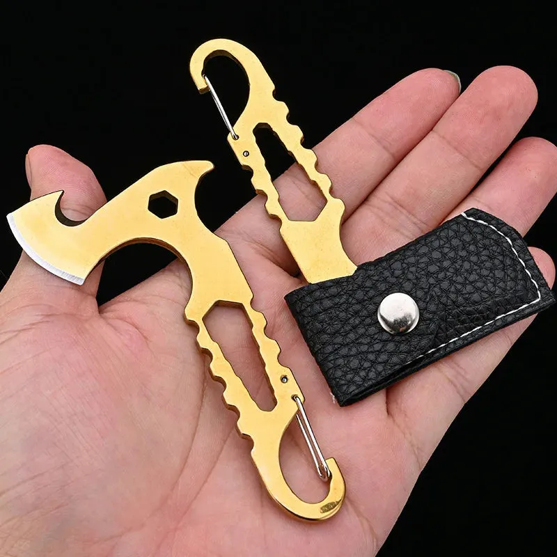 Multifunctional Stainless Steel Mini Plate Axe Outdoor Camping Portable Small Tool Unpacking Fixed Blade Knife With Screwdriver
