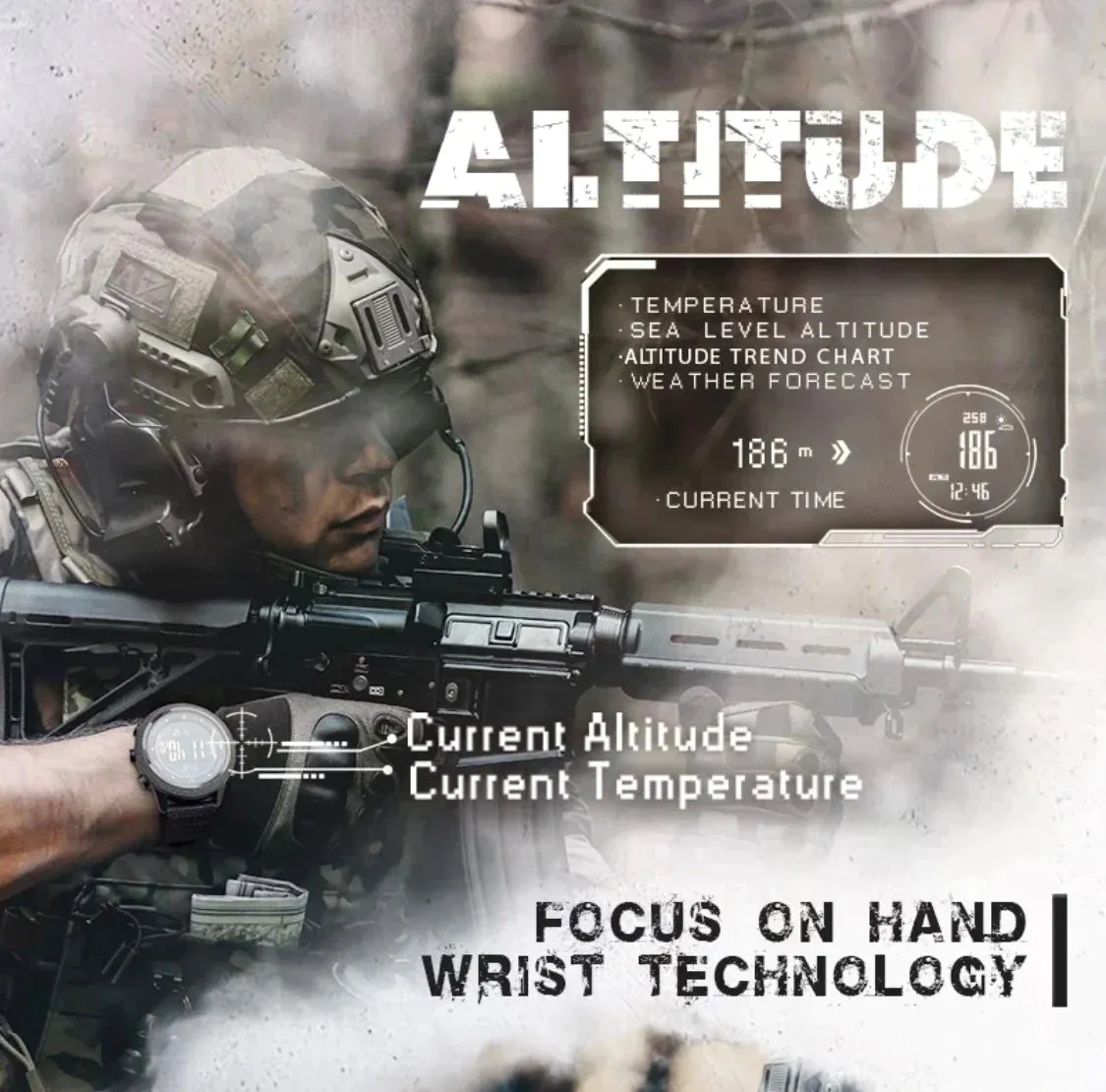 MWC Tactical Military Watch with LCD Digital Display. Functions Include Altimeter, Barometer, Compass, Dual Time Zones and Step Counter - Brand New Pre-Production Watch Reduced