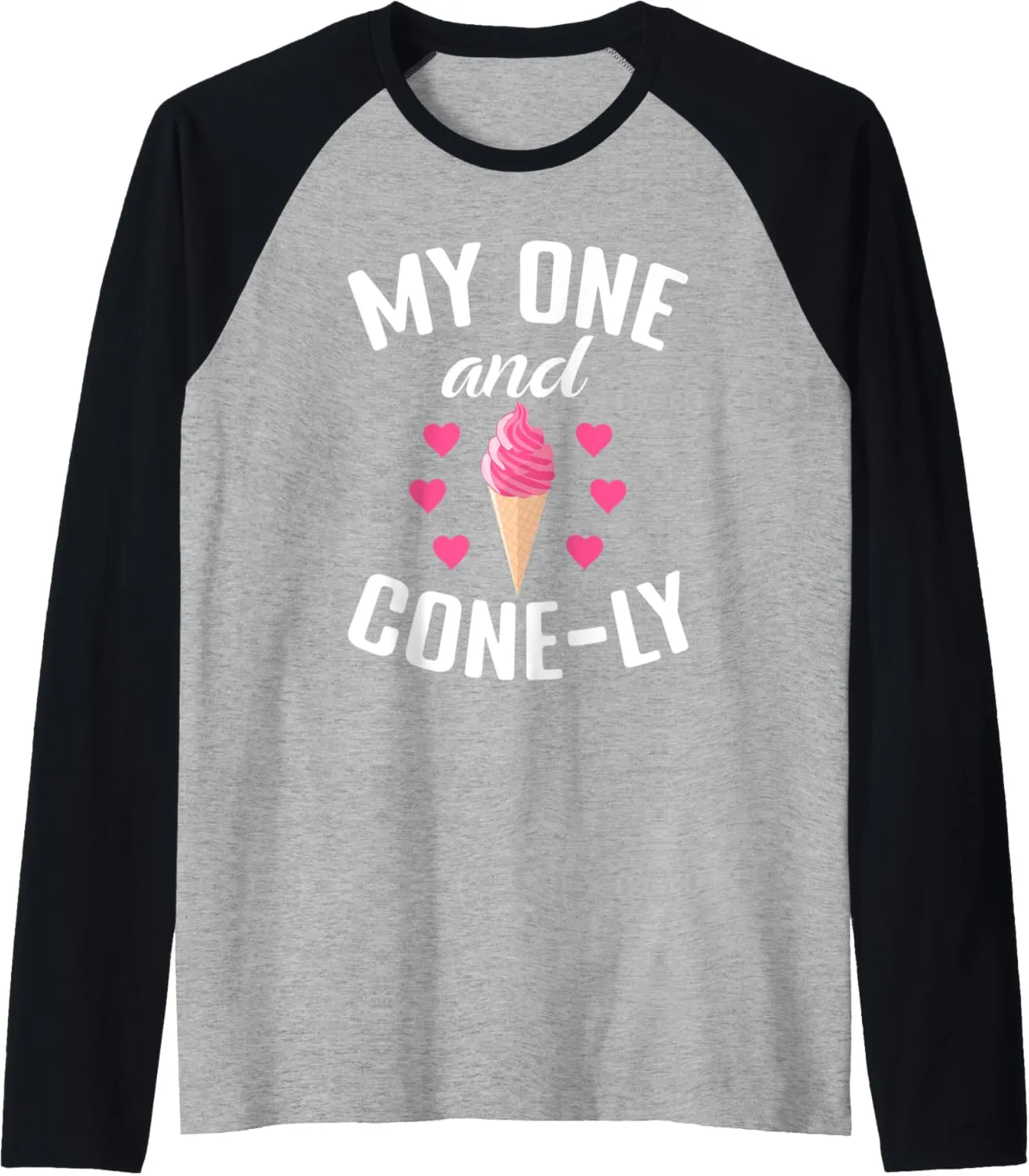 My one and Conely funny Ice Cream Raglan Baseball Tee
