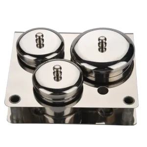 Nail Art Powder Liquid Storage Box, 3Pcs Stainless Steel Nail Art Mini Powder & Liquid Cans Set Powder Cup Storage Case Cosmetic Containers With Nail Brush Holder Compact Manicure Tools