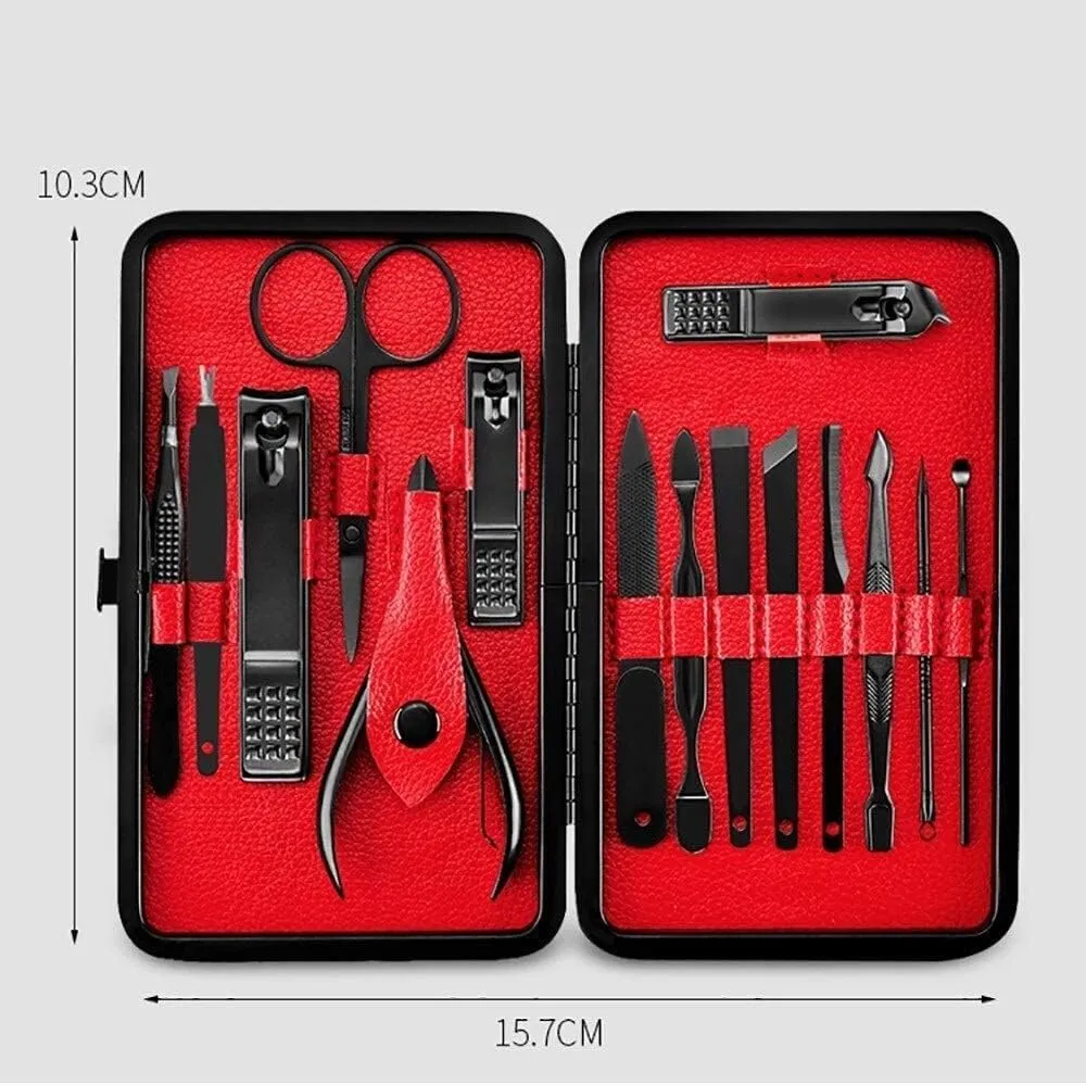 Nail clippers manicure set,Travel Mini Nail Set 15Pcs Professional manicure Stainless Steel Nail Clippers Scissors Suit Set Kits Manicure Set Nail Tool nail art tools Portable travel beauty kit (Color