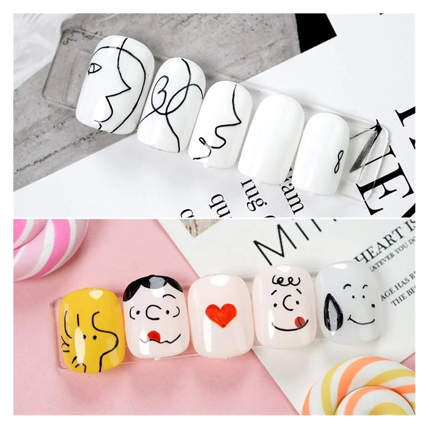 Nail pen,Nail Art Graffiti Pen,Waterproof Drawing Painting Liner Brush, DIY Flower Abstract Lines Details,Nail Art Beauty Tool (2pcs Nail Palette(Pink))