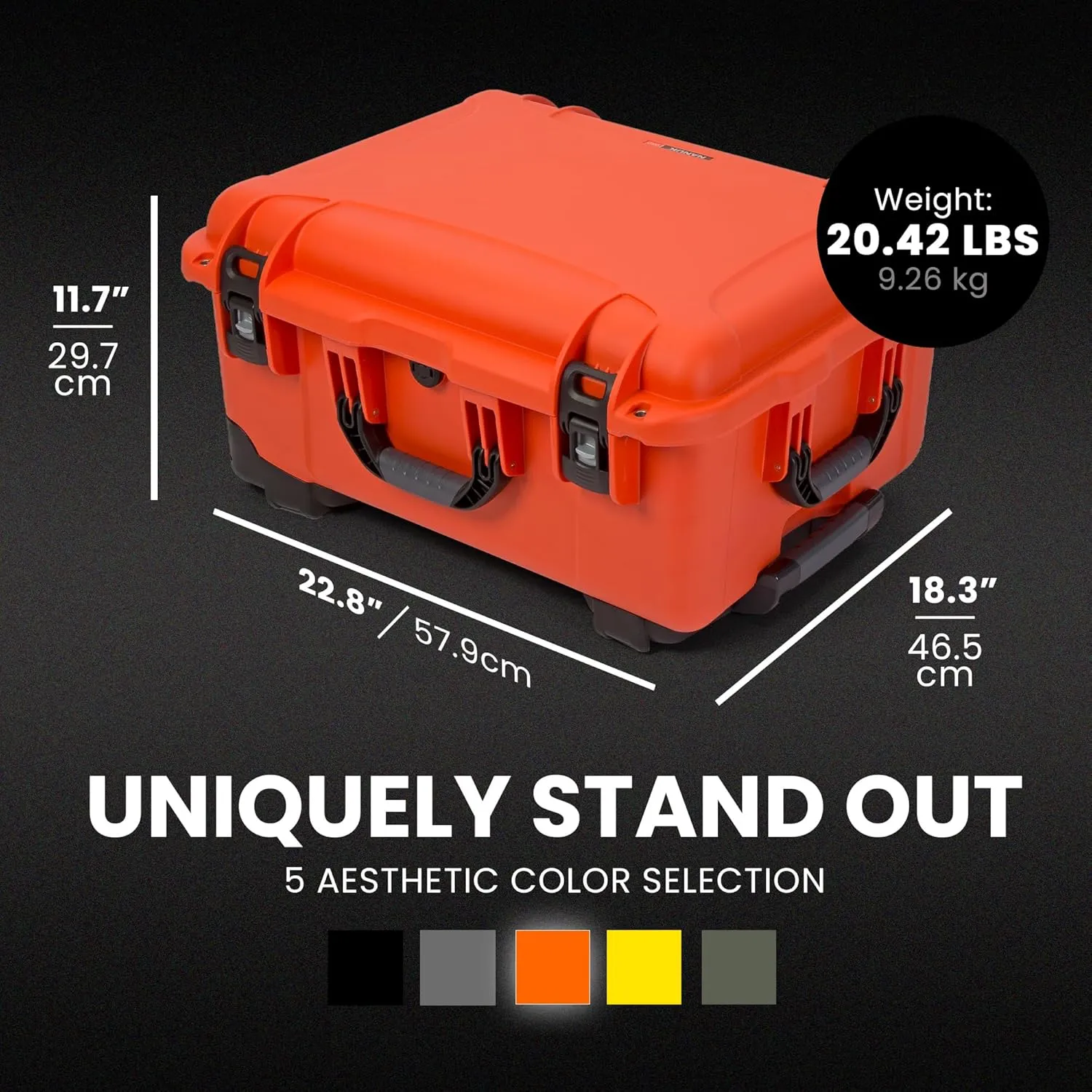 NANUK 950 Pro Photo Kit – Waterproof Travel Camera Hard Case with Padded Dividers and Wheels, 22.8” x 18.3” x 11.7”, Dustproof and Impact-Resistant, Ideal for Heavy Loads – Orange