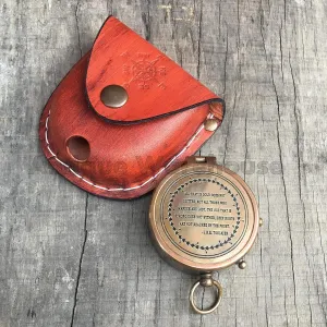 Nautical Antique Solid Brass Working Compass Handmade Leather Case Marine Lover Camping, Hiking Pocket Compass Gift