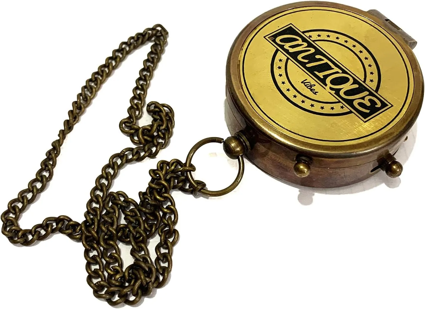 Nautical Brass Compass Handmade Working Magnetic Pocket Chain Sailor Pirate Gift