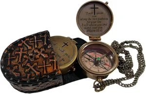 Nautical Solid Brass Directional Magnetic Compass Antique Vintage Design with Engraved Quote Ideal Gift for Adventurers & Collectors