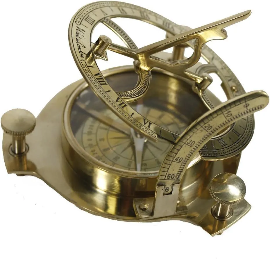 NauticalMart 4" Sundial Compass - Solid Brass Sun Dial