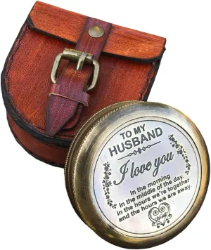NauticalMart Brass Compass | Engraved Quote Compass Gift for Him, Anniversary, Wedding, Long Distance Relationship