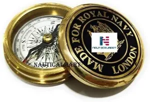 NauticalMart Brass Compass Made for Royal Navy London Personalized Working Compass.