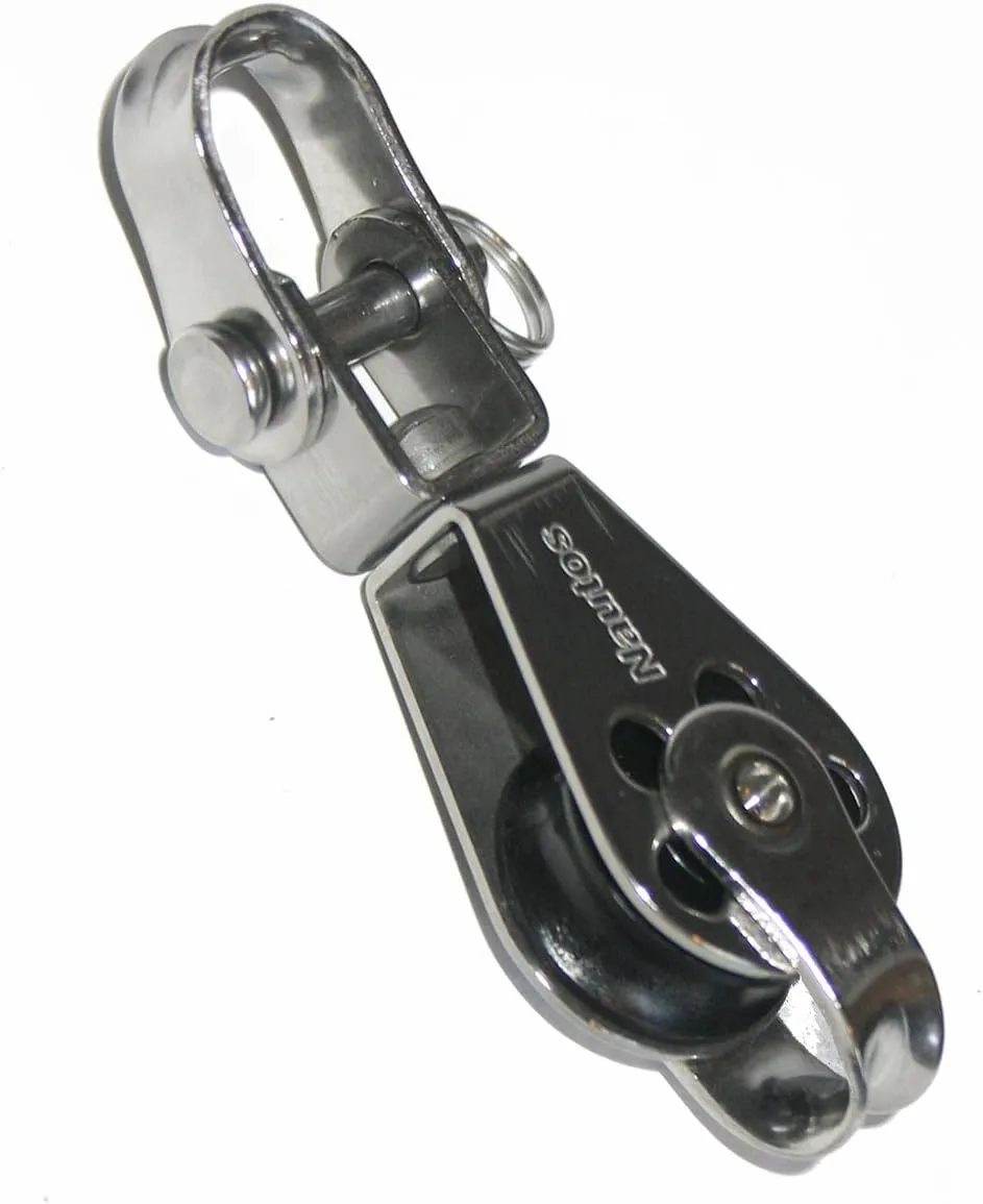 Nautos 92591- MINIBLOCK Stainless Steel 20MM - Single Swivel with Becket at The SHEAVE Center Axe.