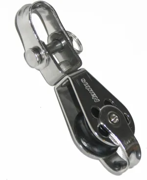 Nautos 92591- MINIBLOCK Stainless Steel 20MM - Single Swivel with Becket at The SHEAVE Center Axe.