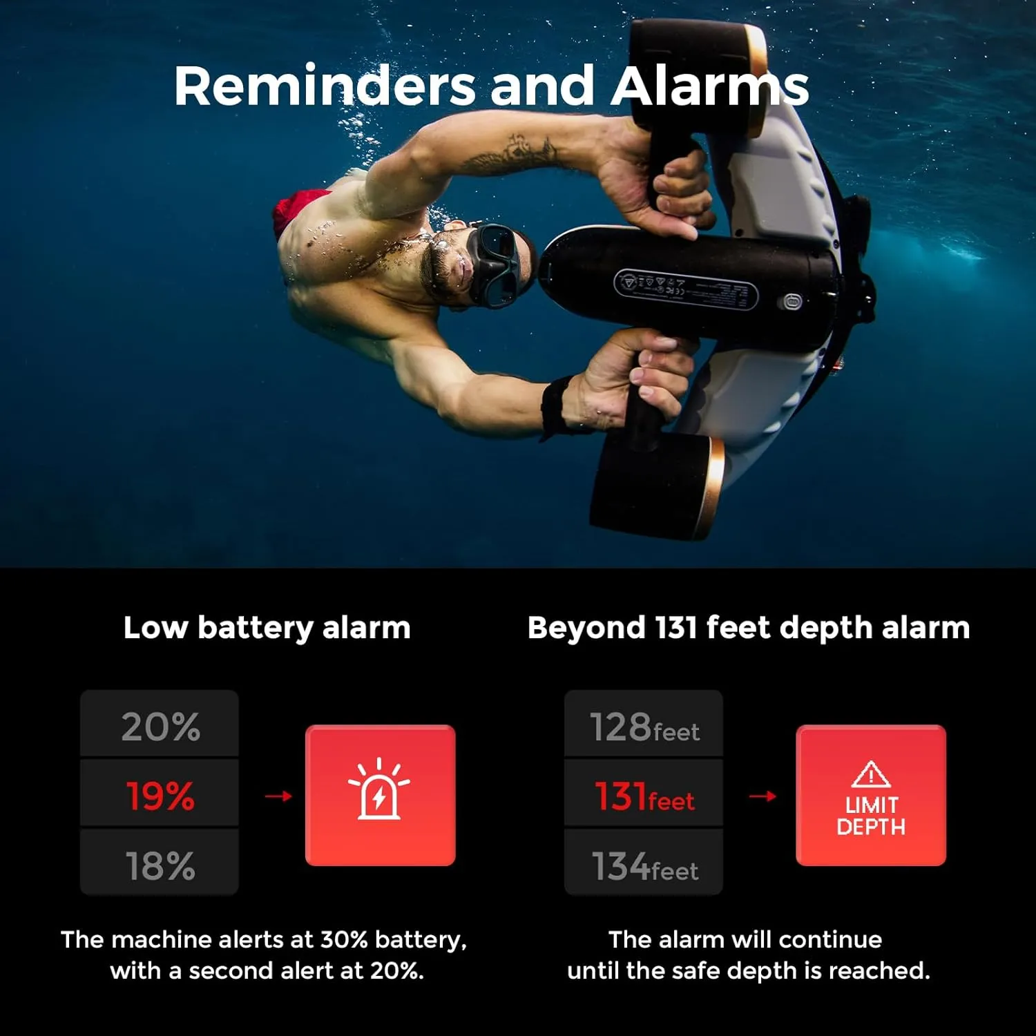 Navbow Navbow Plus Smart Professional Underwater Scooter Dual Motors with Action Camera Mount 3 Gear Speed 4.47mph 60 Minutes 131ft Swimming Pool Diving Snorkeling Water Scooter for Adults