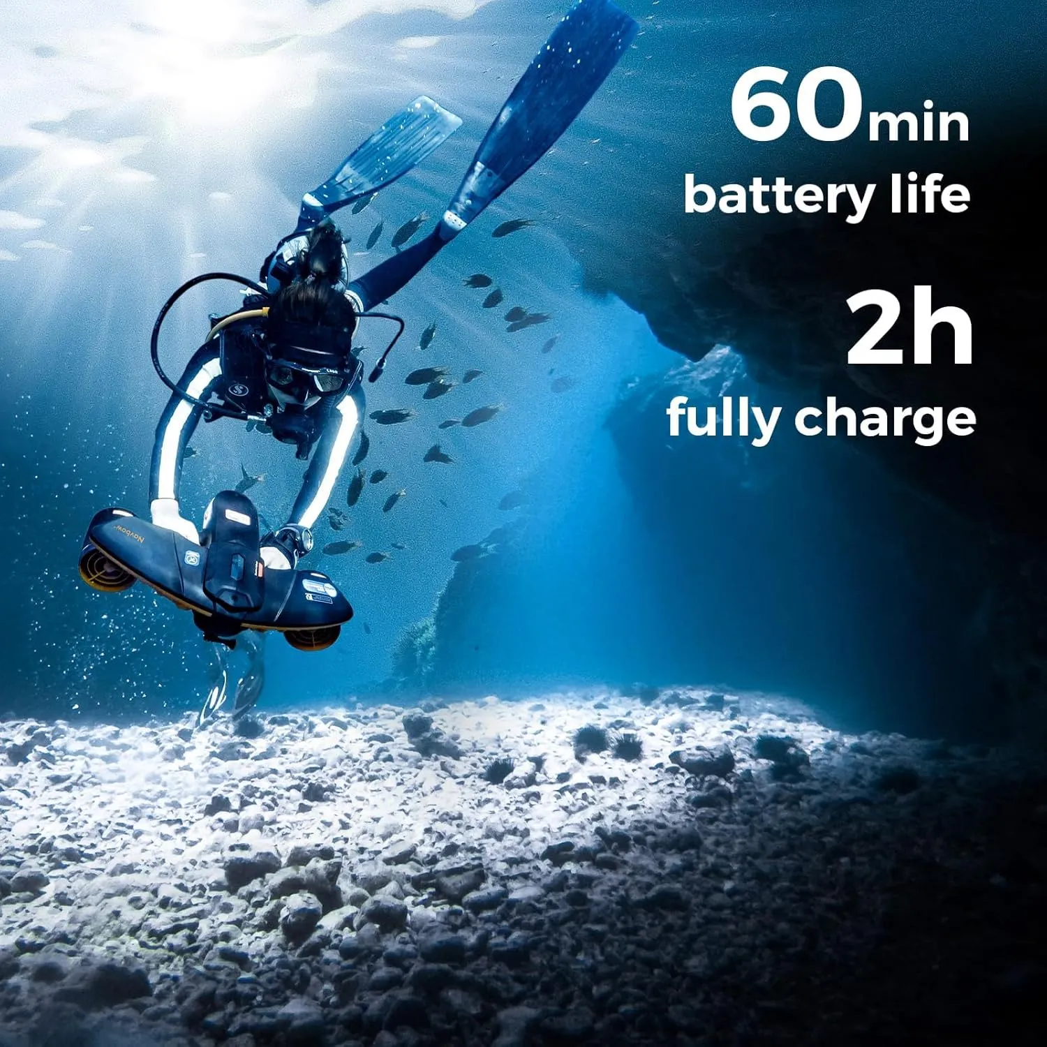 Navbow Navbow Plus Smart Professional Underwater Scooter Dual Motors with Action Camera Mount 3 Gear Speed 4.47mph 60 Minutes 131ft Swimming Pool Diving Snorkeling Water Scooter for Adults