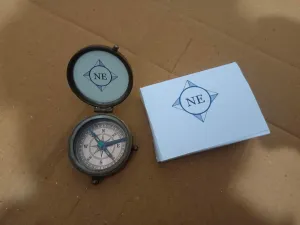 NE Vintage Brass Sundial Compass/Directional Magnetic Compass for Navigation/Pocket Compass for Camping, Hiking, Touring.